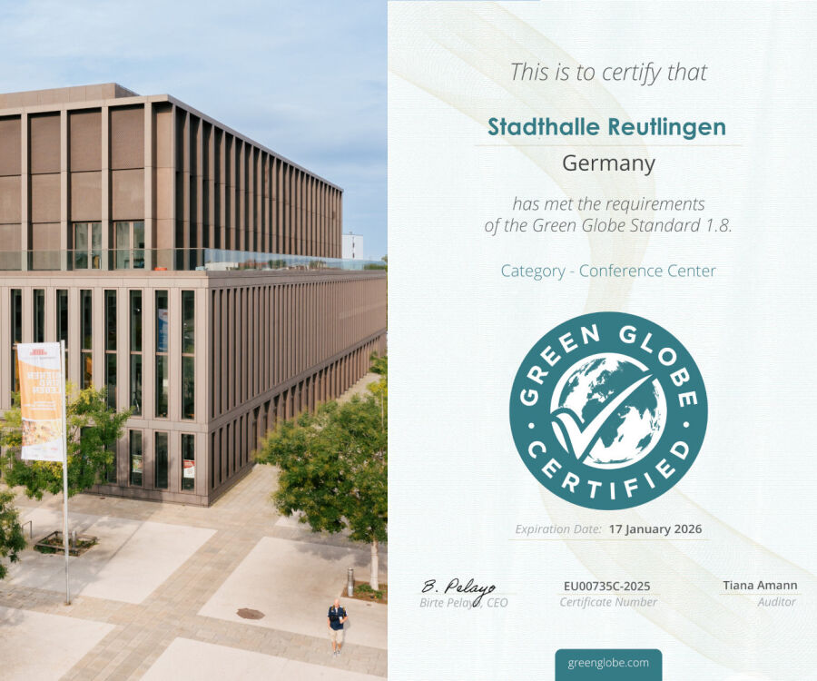 Stadthalle Reutlingen erfüllt Green Globe Platin-Status
